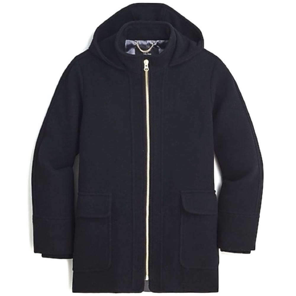J. Crew Women’s Italian Stadium Cloth By Nello Gori Black Hooded Swing Coat S